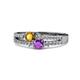 3 - Zaira Citrine and Amethyst with Side Diamonds Split Shank Ring 