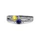 3 - Zaira Yellow and Blue Sapphire with Side Diamonds Split Shank Ring 