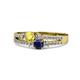 3 - Zaira Yellow and Blue Sapphire with Side Diamonds Split Shank Ring 