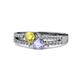 3 - Zaira Yellow Sapphire and Tanzanite with Side Diamonds Split Shank Ring 