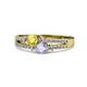 3 - Zaira Yellow Sapphire and Tanzanite with Side Diamonds Split Shank Ring 