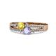 3 - Zaira Yellow Sapphire and Tanzanite with Side Diamonds Split Shank Ring 