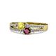 3 - Zaira Yellow Sapphire and Ruby with Side Diamonds Split Shank Ring 