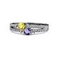 3 - Zaira Yellow Sapphire and Iolite with Side Diamonds Split Shank Ring 