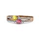 3 - Zaira Yellow Sapphire and Rhodolite Garnet with Side Diamonds Split Shank Ring 