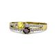 3 - Zaira Yellow Sapphire and Red Garnet with Side Diamonds Split Shank Ring 