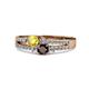 3 - Zaira Yellow Sapphire and Red Garnet with Side Diamonds Split Shank Ring 