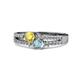 3 - Zaira Yellow Sapphire and Aquamarine with Side Diamonds Split Shank Ring 