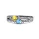 3 - Zaira Yellow Sapphire and Blue Topaz with Side Diamonds Split Shank Ring 