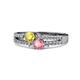 3 - Zaira Yellow Sapphire and Pink Tourmaline with Side Diamonds Split Shank Ring 