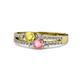 3 - Zaira Yellow Sapphire and Pink Tourmaline with Side Diamonds Split Shank Ring 