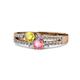 3 - Zaira Yellow Sapphire and Pink Tourmaline with Side Diamonds Split Shank Ring 