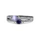 3 - Zaira Tanzanite and Blue Sapphire with Side Diamonds Split Shank Ring 