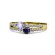 3 - Zaira Tanzanite and Blue Sapphire with Side Diamonds Split Shank Ring 