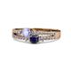 3 - Zaira Tanzanite and Blue Sapphire with Side Diamonds Split Shank Ring 