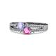 3 - Zaira Tanzanite and Pink Sapphire with Side Diamonds Split Shank Ring 