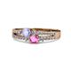 3 - Zaira Tanzanite and Pink Sapphire with Side Diamonds Split Shank Ring 