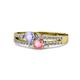 3 - Zaira Tanzanite and Pink Tourmaline with Side Diamonds Split Shank Ring 