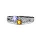 3 - Zaira Tanzanite and Citrine with Side Diamonds Split Shank Ring 