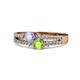 3 - Zaira Tanzanite and Peridot with Side Diamonds Split Shank Ring 