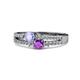 3 - Zaira Tanzanite and Amethyst with Side Diamonds Split Shank Ring 