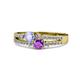 3 - Zaira Tanzanite and Amethyst with Side Diamonds Split Shank Ring 