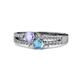 3 - Zaira Tanzanite and Blue Topaz with Side Diamonds Split Shank Ring 