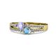 3 - Zaira Tanzanite and Blue Topaz with Side Diamonds Split Shank Ring 