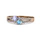 3 - Zaira Tanzanite and Blue Topaz with Side Diamonds Split Shank Ring 
