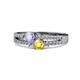 3 - Zaira Tanzanite and Yellow Sapphire with Side Diamonds Split Shank Ring 