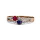 3 - Zaira Ruby and Blue Sapphire with Side Diamonds Split Shank Ring 