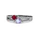 3 - Zaira Ruby and Tanzanite with Side Diamonds Split Shank Ring 