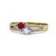 3 - Zaira Ruby and Tanzanite with Side Diamonds Split Shank Ring 