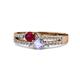 3 - Zaira Ruby and Tanzanite with Side Diamonds Split Shank Ring 