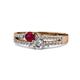 3 - Zaira Ruby and Diamond with Side Diamonds Split Shank Ring 
