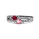 3 - Zaira Ruby and Pink Tourmaline with Side Diamonds Split Shank Ring 