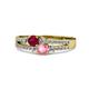3 - Zaira Ruby and Pink Tourmaline with Side Diamonds Split Shank Ring 