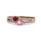 3 - Zaira Ruby and Pink Tourmaline with Side Diamonds Split Shank Ring 