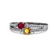 3 - Zaira Ruby and Citrine with Side Diamonds Split Shank Ring 