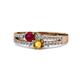 3 - Zaira Ruby and Citrine with Side Diamonds Split Shank Ring 