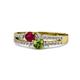 3 - Zaira Ruby and Peridot with Side Diamonds Split Shank Ring 