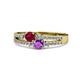 3 - Zaira Ruby and Amethyst with Side Diamonds Split Shank Ring 