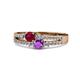 3 - Zaira Ruby and Amethyst with Side Diamonds Split Shank Ring 