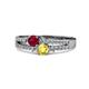 3 - Zaira Ruby and Yellow Sapphire with Side Diamonds Split Shank Ring 