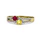 3 - Zaira Ruby and Yellow Sapphire with Side Diamonds Split Shank Ring 