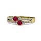3 - Zaira Ruby with Side Diamonds Split Shank Ring 