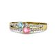 3 - Zaira Aquamarine and Pink Tourmaline with Side Diamonds Split Shank Ring 