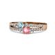 3 - Zaira Aquamarine and Pink Tourmaline with Side Diamonds Split Shank Ring 