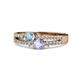 3 - Zaira Aquamarine and Tanzanite with Side Diamonds Split Shank Ring 