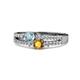 3 - Zaira Aquamarine and Citrine with Side Diamonds Split Shank Ring 